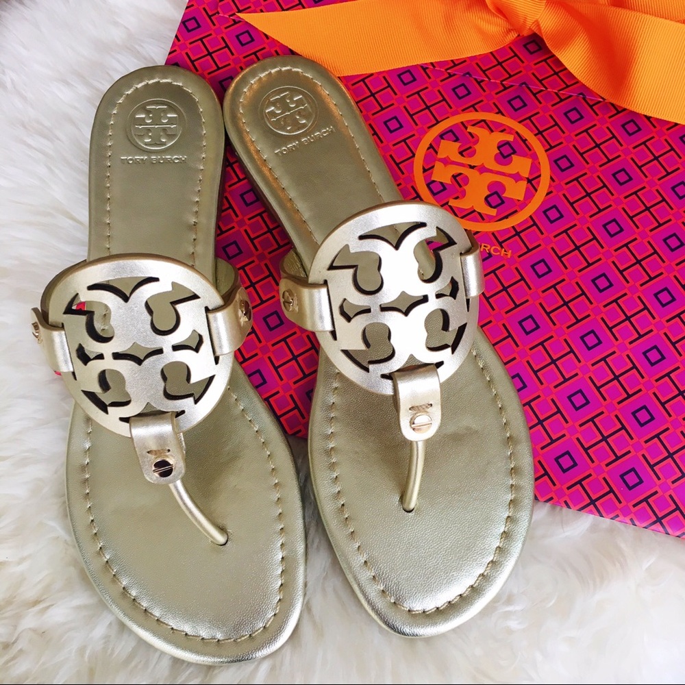 Tory Burch Miller Sandal, Metallic Leather